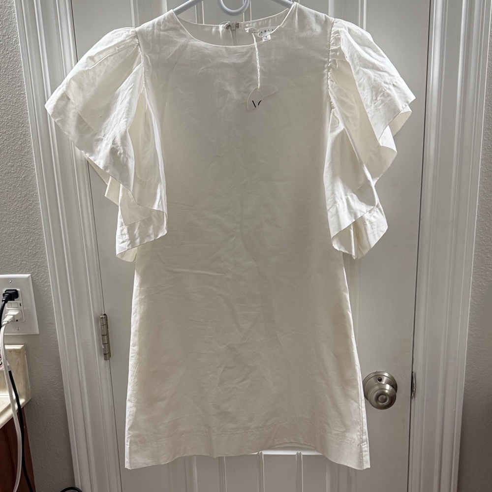 Elegant White Ruffle Sleeve Dress